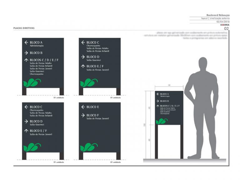 Projeto de Placas Diretivas ou Wayfinding para Condomínio Boulevard Rebouças